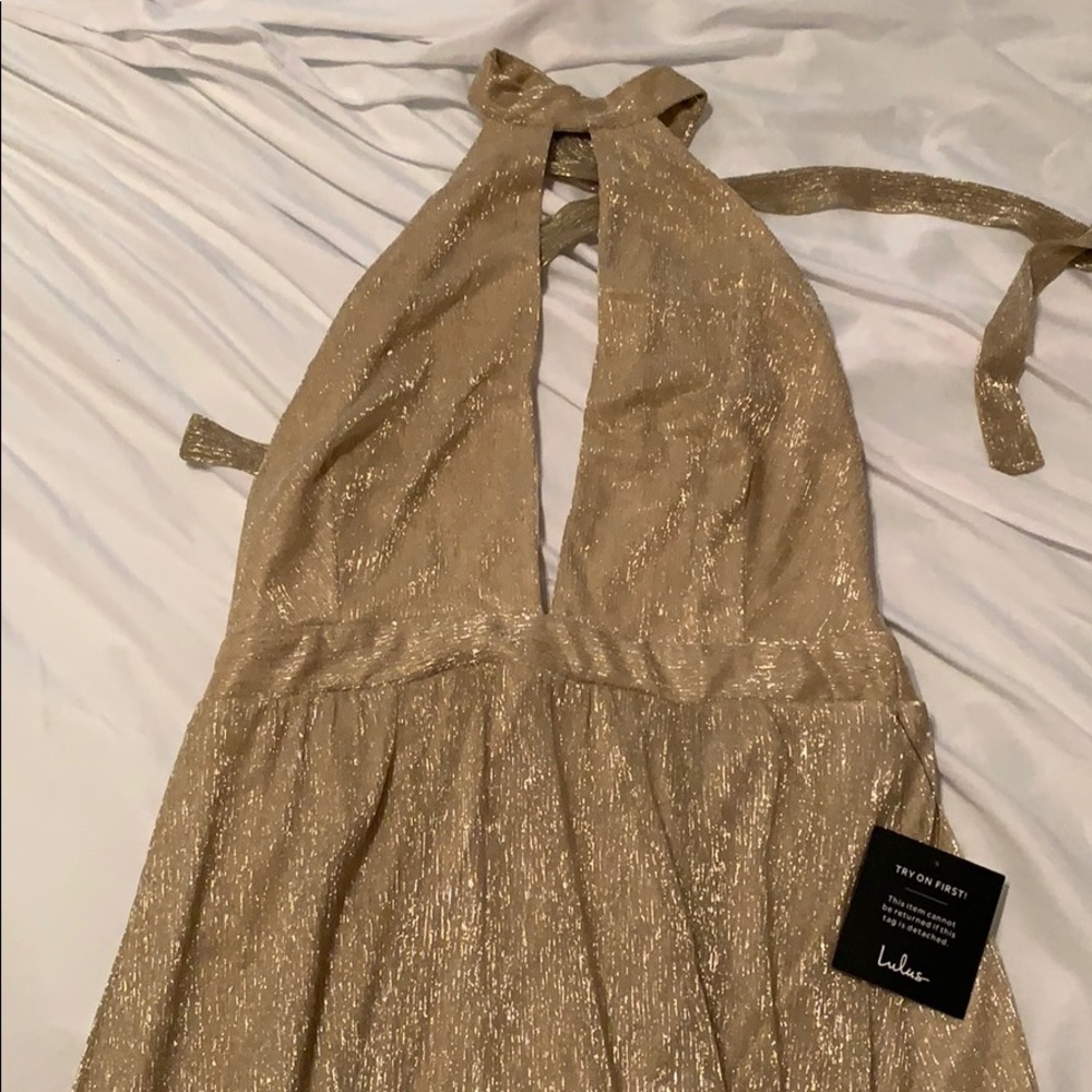 Floor Length Gold Shimmer Dress